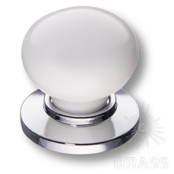 Brass Ручка кнопка 3005-10-000 белый / глянцевый хром фото 1