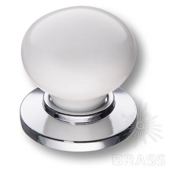 Brass Ручка кнопка 3005-10-000 белый / глянцевый хром фото 1