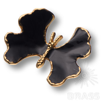 Brass Ручка кнопка KELEBEK SMALL-60-BLACK PEARL черный/глянцевое золото фото 1