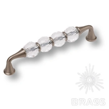 Brass Ручка скоба 2537-006-128 латунь никель с кристаллами 128 мм фото 1