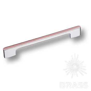 Brass Ручка скоба 182160MP02PL02 глянцевый хром с розовой вставкой 160 мм фото 1