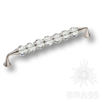 Brass Ручка скоба 2537-006-192 латунь никель с кристаллами 192 мм фото 1