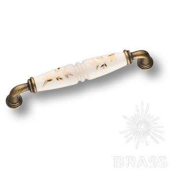 Brass Ручка скоба 2015-40-128-178 белый с золотым орнаментом / латунь 128 мм фото 1