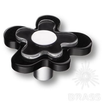 Brass Ручка кнопка детская 678NE цветок черный фото 1