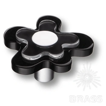 Brass Ручка кнопка детская 678NE цветок черный фото 1