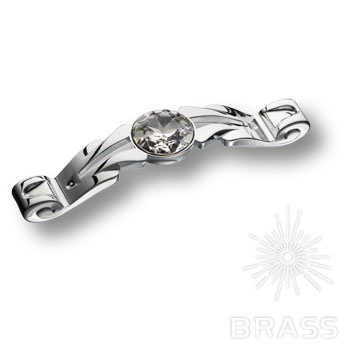 Brass Ручка скоба с кристаллами Swarovski эксклюзивная коллекция 15.166.96.SWA.07 глянцевый хром 96 мм фото 1