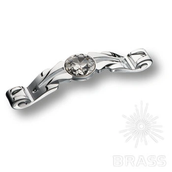 Brass Ручка скоба с кристаллами Swarovski эксклюзивная коллекция 15.166.96.SWA.07 глянцевый хром 96 мм фото 1
