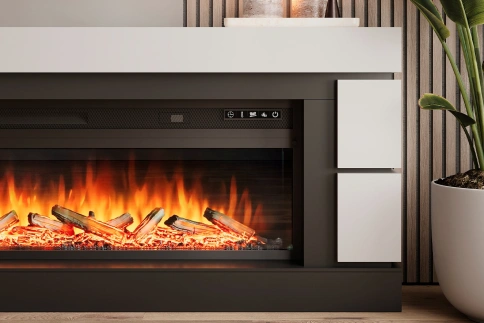 Каминокомплект Modern 60 SFT (Разборный) - Белый с черным с очагом Vision 60 LOG LED фото 2