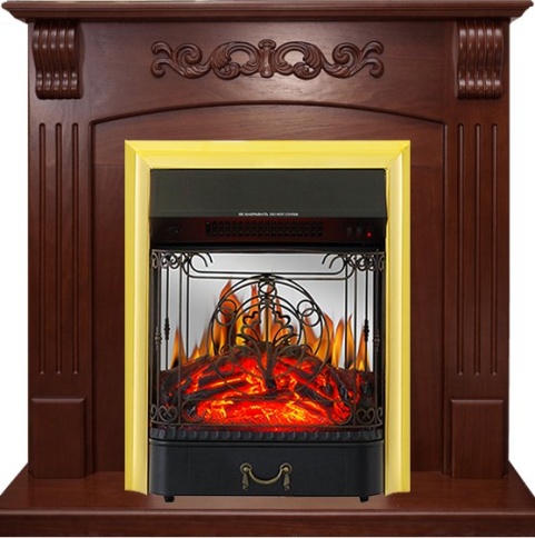 Каминокомплект Sorrento угловой - Орех с очагом Majestic FX M Brass фото 2
