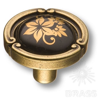Brass Ручка кнопка 15.090.35.PO25B.12 цветочный орнамент / античная бронза 128 мм фото 1