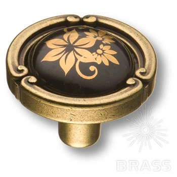 Brass Ручка кнопка 15.090.35.PO25B.12 цветочный орнамент / античная бронза 128 мм фото 1