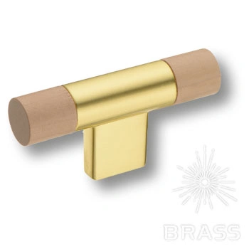 Brass Ручка кнопка 9400-217 дерево/матовое золото фото 1