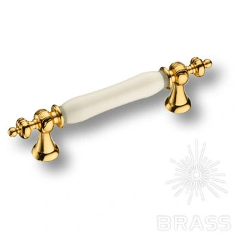 Brass Ручка скоба 1670-60-96-000 белый / глянцевое золото 96 мм фото 1