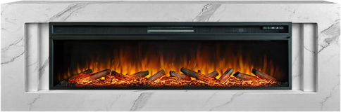 Каминокомплект Line 60 SFT White Marble - Белый мрамор с очагом Vision 60 LOG LED фото 1