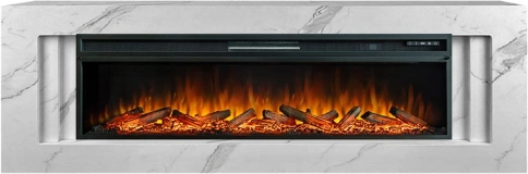 Каминокомплект Line 60 SFT White Marble (Разборный) - Белый мрамор с очагом Vision 60 LOG LED фото 1