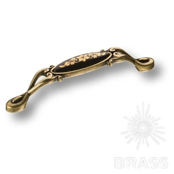 Brass Ручка скоба 15.090.96.PO25B.12 цветочный орнамент / античная бронза 128 мм фото 1