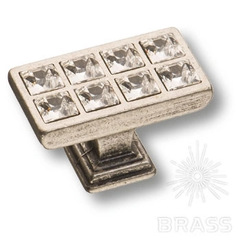 Brass Ручка кнопка 15.349.00.SWA.16 старое серебро с кристаллом Swarovski фото 1