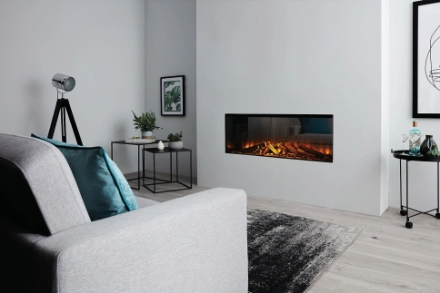 Трехсторонний электрокамин с обогревом BRITISH FIRES New Forest 1200 with Deluxe Real logs - 1200 мм фото 1