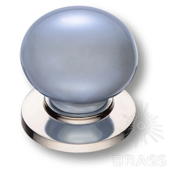 Brass Ручка кнопка 3005-51-BLUE PEARL голубой перламутровый / глянцевый никель фото 1