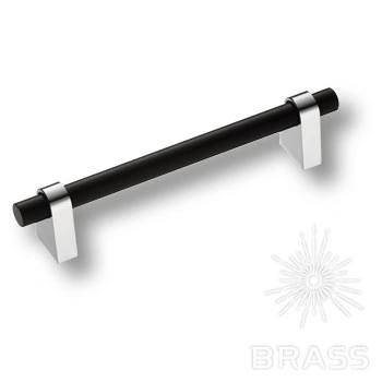 Brass Ручка рейлинг 8951 0128 CR-AL6 глянцевый хром/чёрный 128 мм фото 1