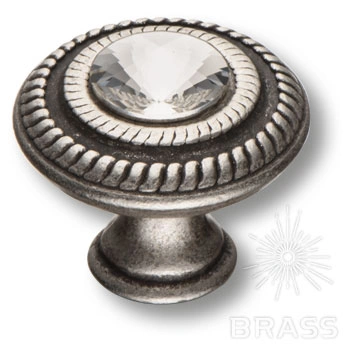 Brass Ручка кнопка эксклюзивная коллекция 15.346.30.SWA.16 старое серебро с кристаллом Swarovski фото 1