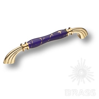 Brass Ручка скоба 1905-60-160-COBALT 449 GOLD синий / орнамент (рисунок) / глянцевое золото 160 мм фото 1