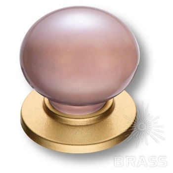 Brass Ручка кнопка 3005-61-PINK PEARL розовый перламутровый / матовое золото фото 1
