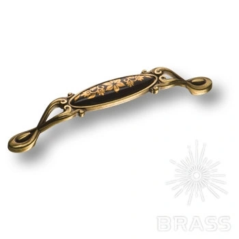 Brass Ручка скоба 15.090.128.PO25B.12 цветочный орнамент / античная бронза 128 мм фото 1
