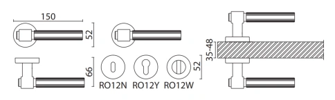 Brass Ручка дверная HA213RO12 ABM AXES-L состаренная латунь фото 2