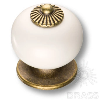 Brass Ручка кнопка 3020-40-000 белый / старая бронза фото 1