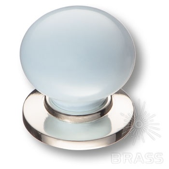 Brass Ручка кнопка 3005-51-BLUE голубой / глянцевый никель фото 1