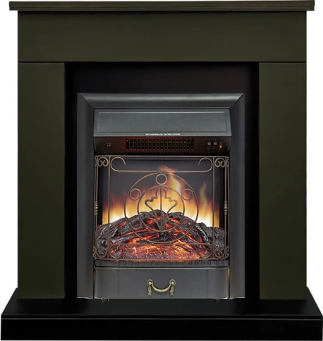 Каминокомплект Bergen (Разборный) - Тёмная олива (Ширина 900 мм) с очагом Majestic FX Black фото 1
