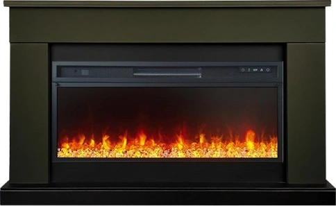 Каминокомплект Bergen (Разборный) - Тёмная олива (Ширина 1370 мм) с очагом Vision 42 LED фото 1