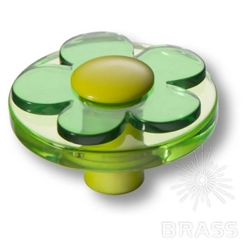 Brass Ручка кнопка детская 679VE цветок зеленый  фото 1