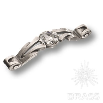Brass Ручка скоба с кристаллами Swarovski эксклюзивная коллекция 15.166.96.SWA.16 старое серебро 96 мм фото 1