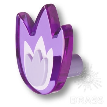 Brass Ручка кнопка детская 665MOX тюльпан фиолетовый фото 1