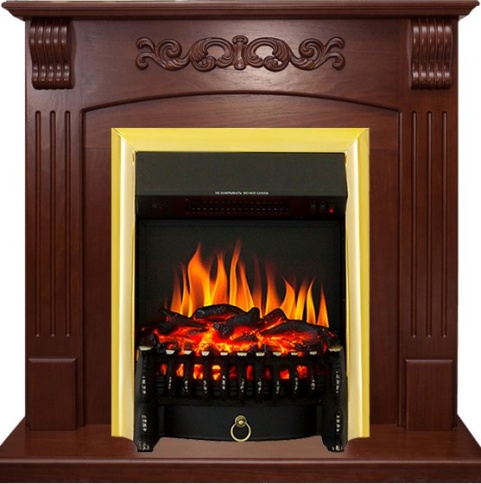 Каминокомплект Sorrento угловой - Орех с очагом Fobos FX Brass фото 2