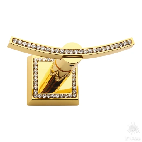 Brass Крючок однорожковый с кристаллами SWA 3506-2-75-030 глянцевое золото 24K с белыми кристаллами фото 1