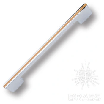 Brass Ручка скоба 182160MP02PL18 глянцевый хром с бежевой вставкой 160 мм фото 1