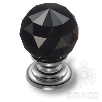 Brass Ручка кнопка эксклюзивная коллекция 9992-433 глянцевый хром с черным кристаллом фото 1