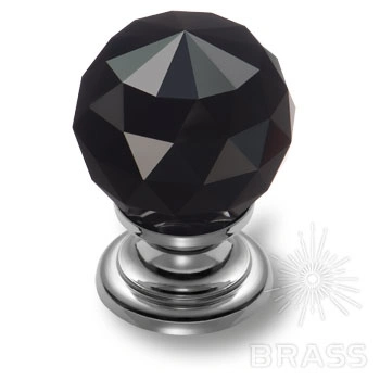 Brass Ручка кнопка эксклюзивная коллекция 9992-433 глянцевый хром с черным кристаллом фото 1