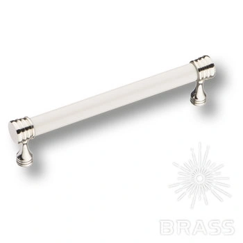 Brass Ручка скоба 2131-51-128-000 белый / глянцевый никель 128 мм фото 1