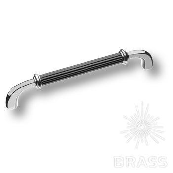 Brass Ручка скоба 362160MP02PC02 глянцевый хром с черной вставкой 160 мм фото 1