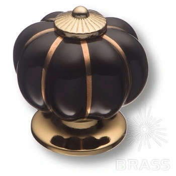 Brass Ручка кнопка S-101 GOLD BLACK черный / глянцевое золото фото 1