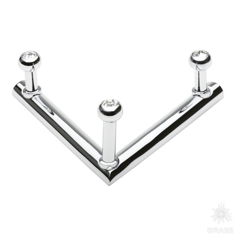 Brass Крючок мебельный трехрожковый с кристаллом 0493-005-V3 SWR глянцевый хром фото 1