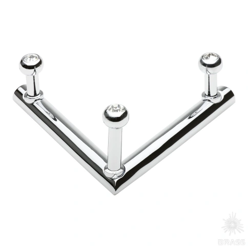 Brass Крючок мебельный трехрожковый с кристаллом 0493-005-V3 SWR глянцевый хром фото 1