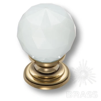 Brass Ручка кнопка эксклюзивная коллекция 9992-102 глянцевое золото с белым кристаллом фото 1