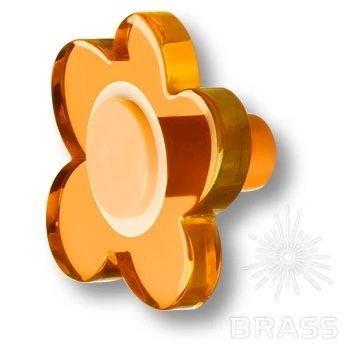 Brass Ручка кнопка детская 698NAX цветок с 5-ю лепестками оранжевый фото 1