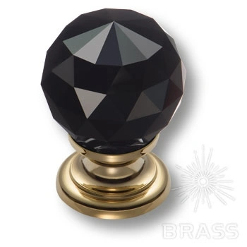 Brass Ручка кнопка эксклюзивная коллекция 9992-133 глянцевое золото с черным кристаллом фото 1
