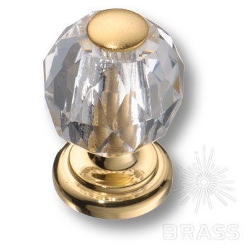 Brass Ручка кнопка 0737-030-MINI латунь глянцевое золото 24K с кристаллом фото 1